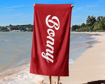 Personalized Microfiber Beach Towel, Custom Name, Vacation Gift