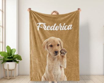 Cute Pet Blanket With Face and Name,Dog/Cat Photo Custom Blanket,Picture Blanket,Custom Dog Blankets,Personalized Gift,Valentine's Day Gift
