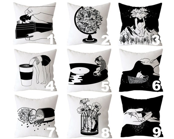 Black White Pop Art Custom Bench Cushion Cover Personalized Etsy