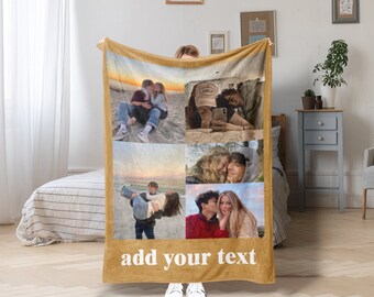 Custom Blanket With Photos,Collage Photo Custom Blanket,With Text Blanket,Personalized Family Blankets,Office Blanket,Valentine's Day Gift