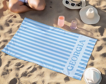 Groovy Striped Microfiber Beach Towel, Personalized Poolside Towel