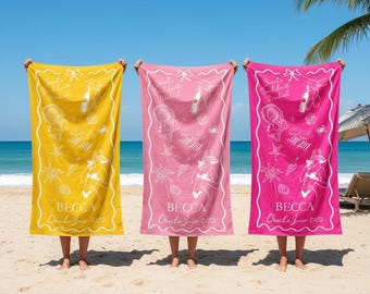 Custom Bachelorette Microfiber Beach Towel, Bridesmaid Gift