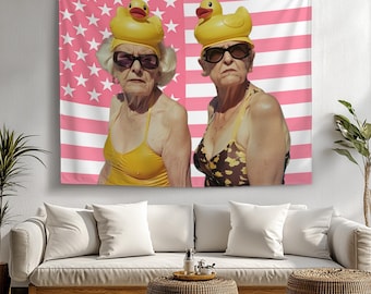 Custom Portrait Tapestry: American Flag Personalized Wall Art