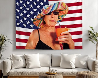 Custom Photo American Flag Tapestry, Personalized Wall Decor