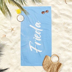 Custom Solid Color Beach Towel,Personalized Bath Towel With Name,Pool Towel For Adults,Vacation Gift,Picnic Towel,Oversized Beach Towel image 6