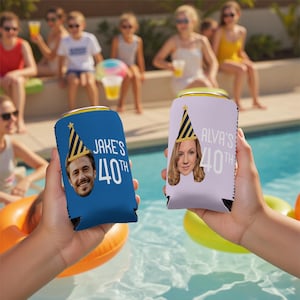 Personalized Photo Birthday Can Coolers, Birthday Party Gifts for 30th 40th 50th, 30th Birthday Decorations, Custom Funny Birthday Favors