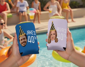 Personalized Photo Birthday Can Coolers, Custom Party Favors