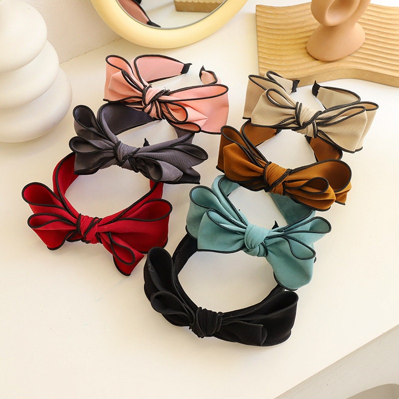 Solid Color Bow HeadbandHeadbands for womenHair | Etsy