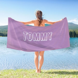 Custom Solid Color Beach Towel,Personalized Bath Towel With Name,Pool Towel For Adults,Vacation Gift,Picnic Towel,Oversized Beach Towel image 4