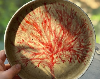 Hand-painted Coral Ceramic Display Plate