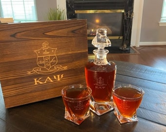 Kappa Alpha Psi Decanter Set (with wood display box) Made By KGH Jewelry