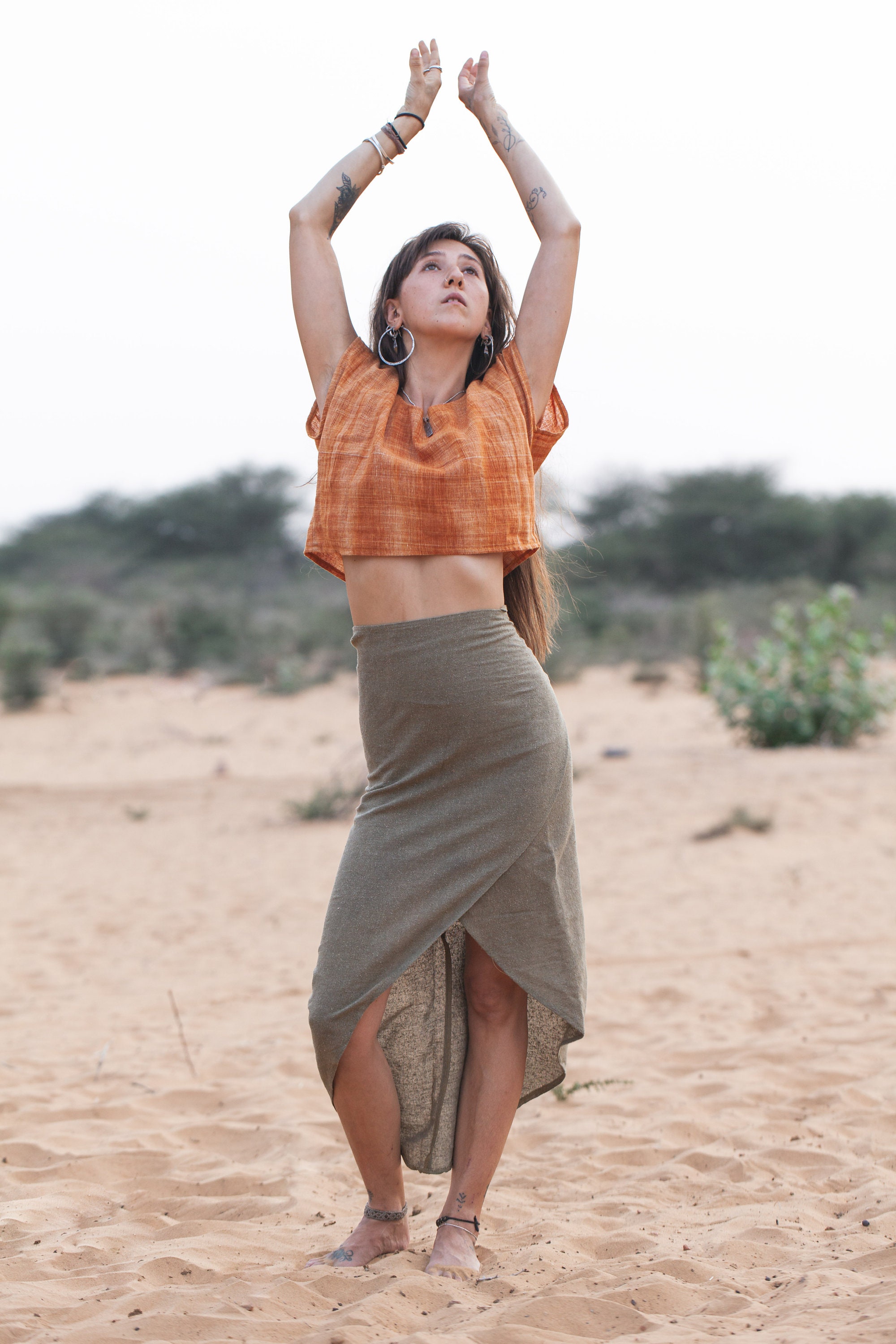 Hand Woven - Hand Spun Organic Khadi Polka Sleeveless Free