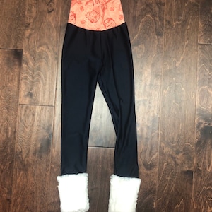 3T-sz6 Grow With Me Joggers to Leggings Superheroes Peach/Pink/Burgandy, Navy Blue Spandex, White Faux Fur