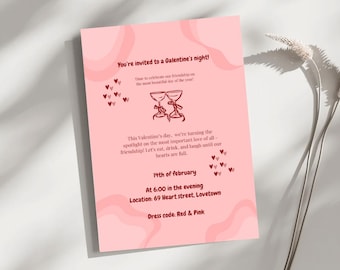 Printable Galentines Party Invitation Template | Galentines/Valentines Invite | Editable Canva Template