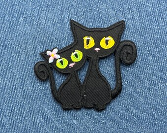 Black Cats Iron On Patch - DIY Crafts