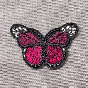 Dark Red Butterfly Embroidered Iron On Patch