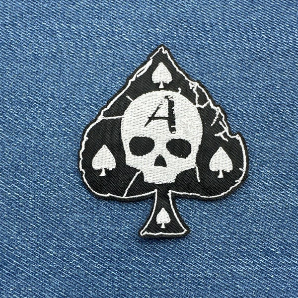 Skull Ace Of Spades Iron On Patch - DIY Crafts