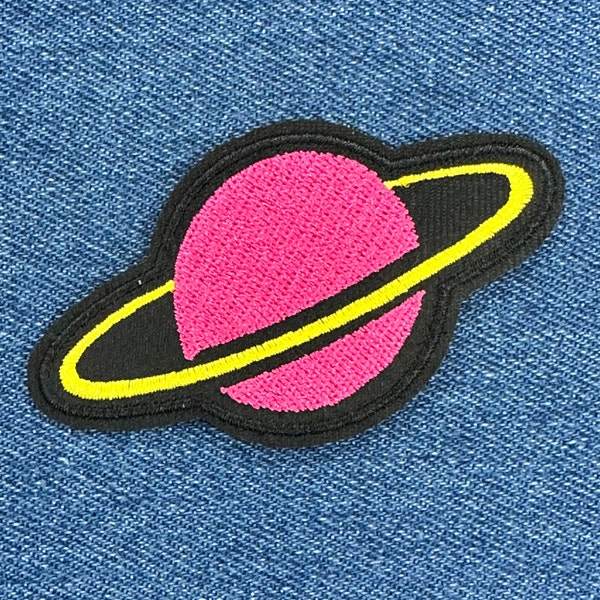 Pink Planet Outer Space Iron On Patch - DIY Crafts