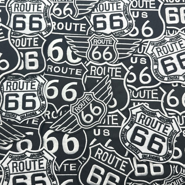 US Route 66 Highway Road Sign Iron On Patch - DIY Crafts