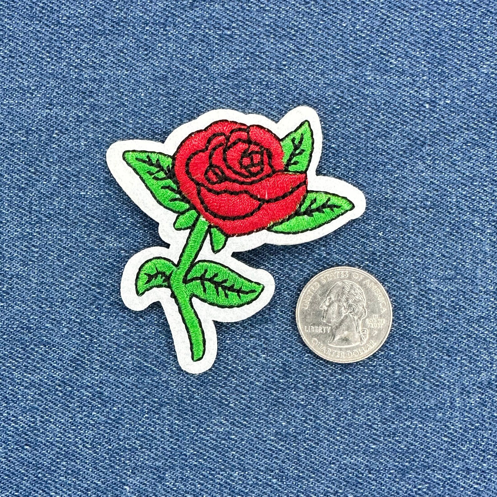 Rose Line Patch Red Rose Flower Iron on Patch - Etsy