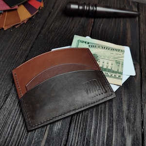 Tarjetero de piel italiana - Billetera minimalista fina - Billetera artesanal para hombre y mujer - Idea de regalo