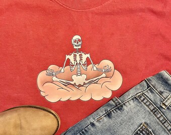 Skeleton Meditation T-Shirt: Comfort Colors Graphic Tee