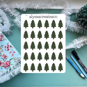 Foglio adesivo per alberi di Natale / sigillo della busta dell'albero di pino, adesivi per le vacanze, adesivi per planner, adesivi per giornali, adesivi per natale,