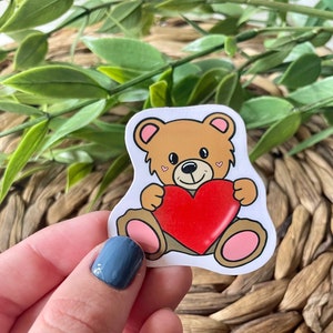 Adorable teddy bear sticker| aesthetic stickers, stickers for water bottle, laptop stickers, car stickers, planner stickers, valentines day