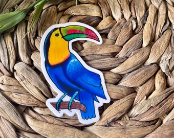 Toucan Sticker: Waterproof Laptop Decal, Tropical Bird Art