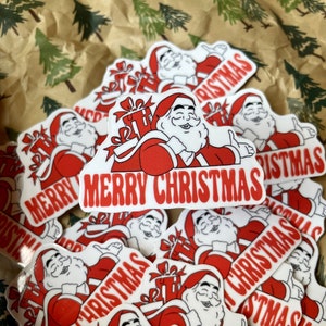 Merry Christmas Santa Sticker: Waterproof Holiday Decal