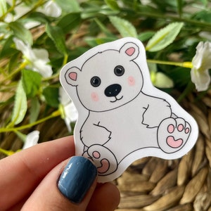 Adorable Polar Bear Sticker | aesthetic stickers, stickers for water bottle, laptop stickers, car stickers, planner stickers, cute animal