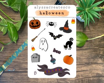 Halloween Sticker Sheet / Bullet journal stickers, Planner stickers, halloween stickers, fall stickers, scrapbook stickers