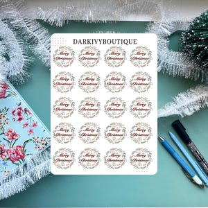 Merry Christmas Sticker Sheet | Christmas stickers, holiday stickers, sticker sheet, journal stickers, planner stickers, christmas labels