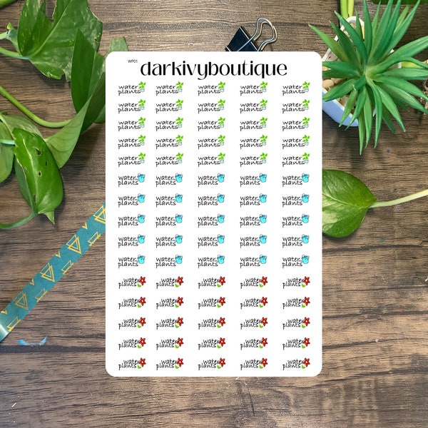 Water Plants Planner Stickers | daily reminder, planner sticker sheet, calendar sticker sheet, water plants stickers, water plants pot,