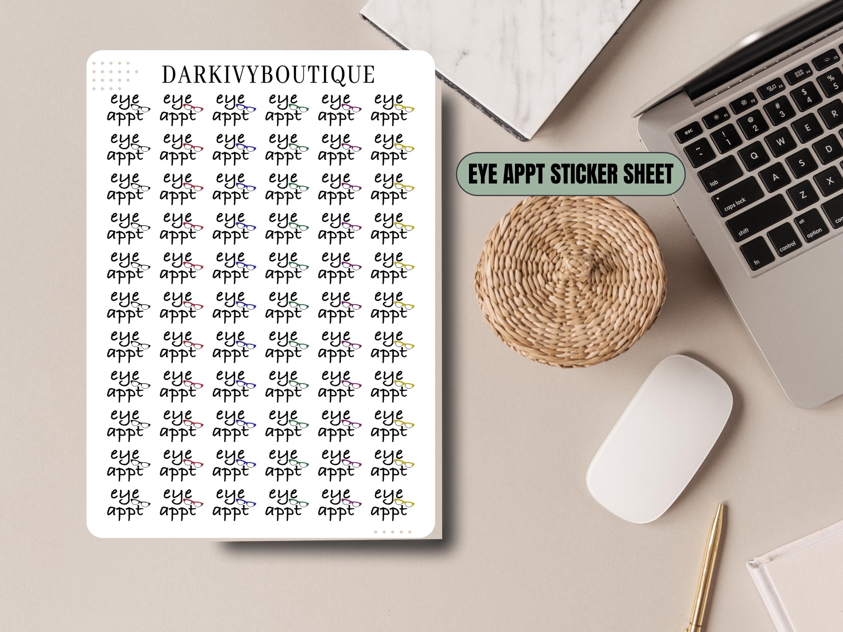 Eye Appointment Planner Stickers: 66 Calendar Stickers