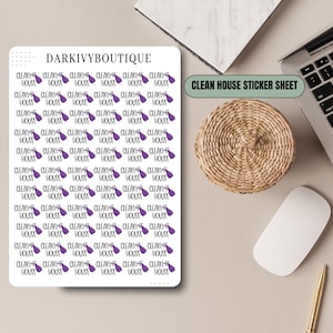 Stickers schoon huis | stickervellen planner, kalenderstickers, stickervellen bullet journal, schoonmaakpictogrammen, vooruit plannen, planning