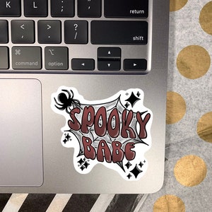 Spooky Babe Sticker: Waterproof Halloween Laptop Decal