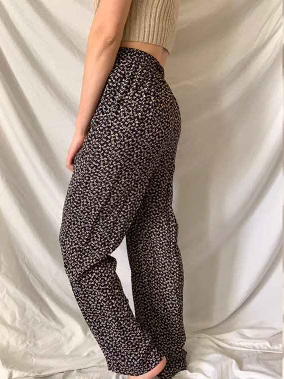 VINTAGE 1990's Karen Kane Floral Flowy wide leg fl
