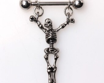 2pcs 316L Stainless Steel Hanging Man Barbell Nipple Shield Ring Body Stud TW 2pcs 316L Stainless Steel Hanging Man Barbell Nipple Shield Ring Body Stud TW