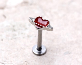 316L Stainless Steel Heart Planet Labret