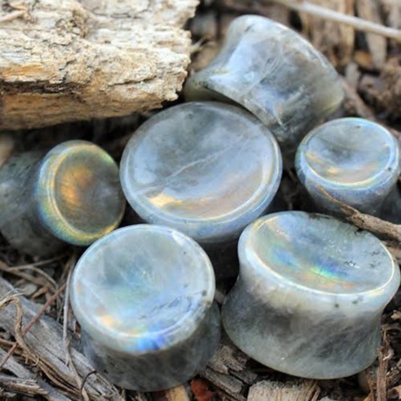 Natural Purple Cats Eye Concave Stone Saddle Plug
