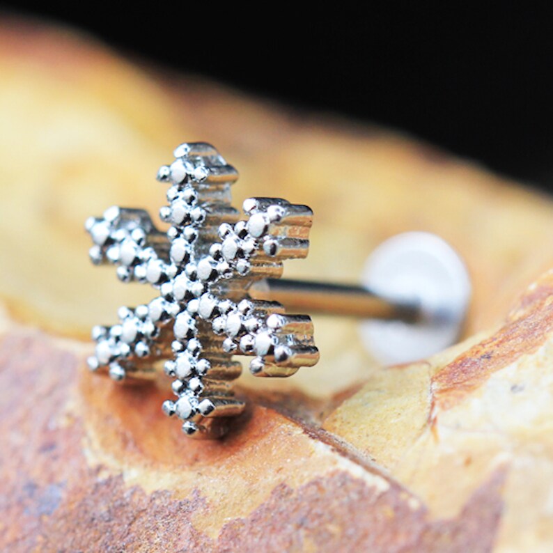 316L Stainless Steel Snowflake Labret