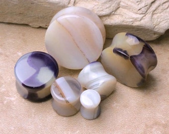 Natural Purple & White Agate Saddle Plug