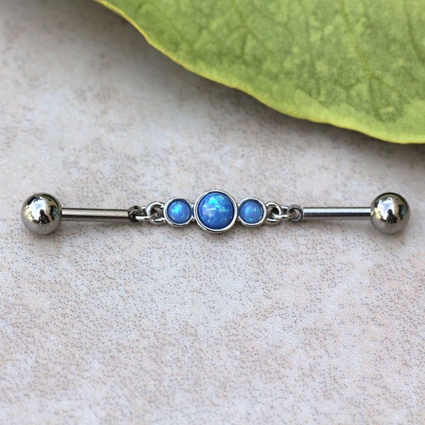 316L Stainless Steel Blue Bubble Chain Industrial Barbell