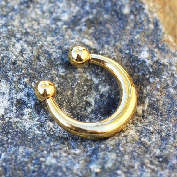 Gold Plated Fake Septum Clicker with Removable Balls
