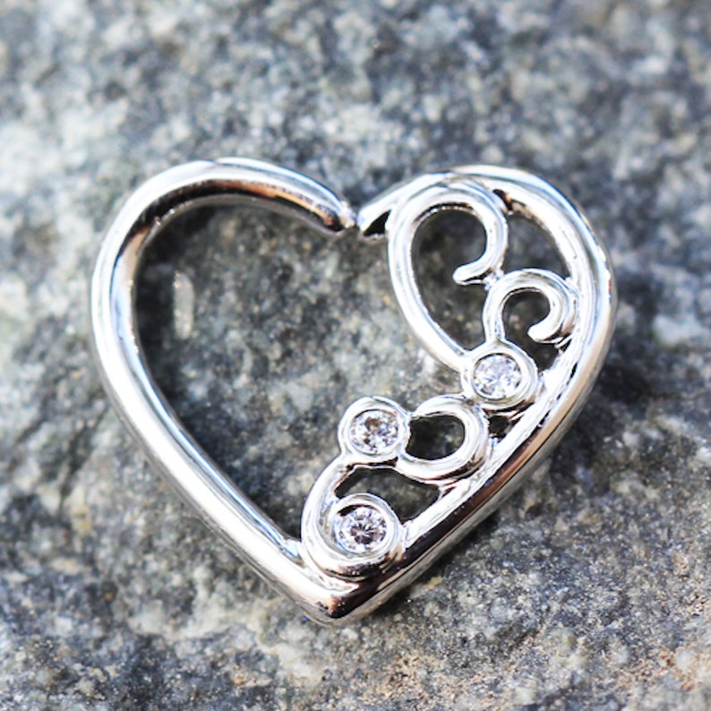 316L Stainless Steel Jeweled Ornate Heart Annealed Cartilage Earring