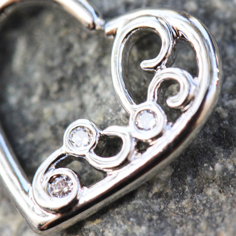 316L Stainless Steel Jeweled Ornate Heart Annealed Cartilage Earring