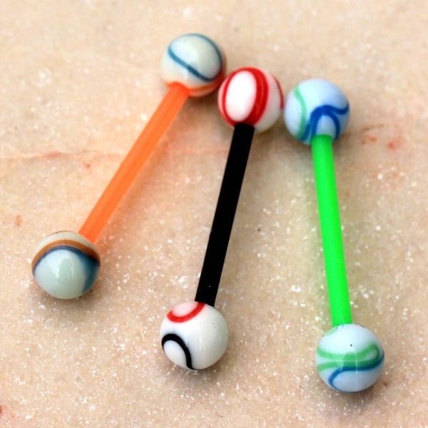 PTFE Barbell with Two Tone Swirl Acrylic Balls