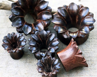 Organic Dark Brown Sono Wood Lotus Blossom Tunnel Plug