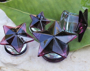 Purple Faceted Star Glass Plug